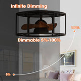 Kanpur Industrial 20" Flush Mount Reversible Ceiling Fan with LED Lighting and Remote Control From ParrotUncle