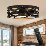 Ahmedabad Industrial 21" DC Motor Flush Mount Reversible Ceiling Fan with LED Lighting and Remote Control From ParrotUncle