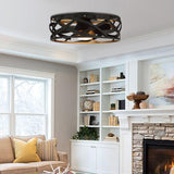 Ahmedabad Industrial 21" DC Motor Flush Mount Reversible Ceiling Fan with LED Lighting and Remote Control From ParrotUncle
