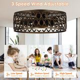 Kanpur Farmhouse Flush 21" Mount Reversible Ceiling Fan with LED Lighting and Remote Control From ParrotUncle