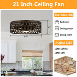 Kanpur Farmhouse Flush 21" Mount Reversible Ceiling Fan with LED Lighting and Remote Control From ParrotUncle