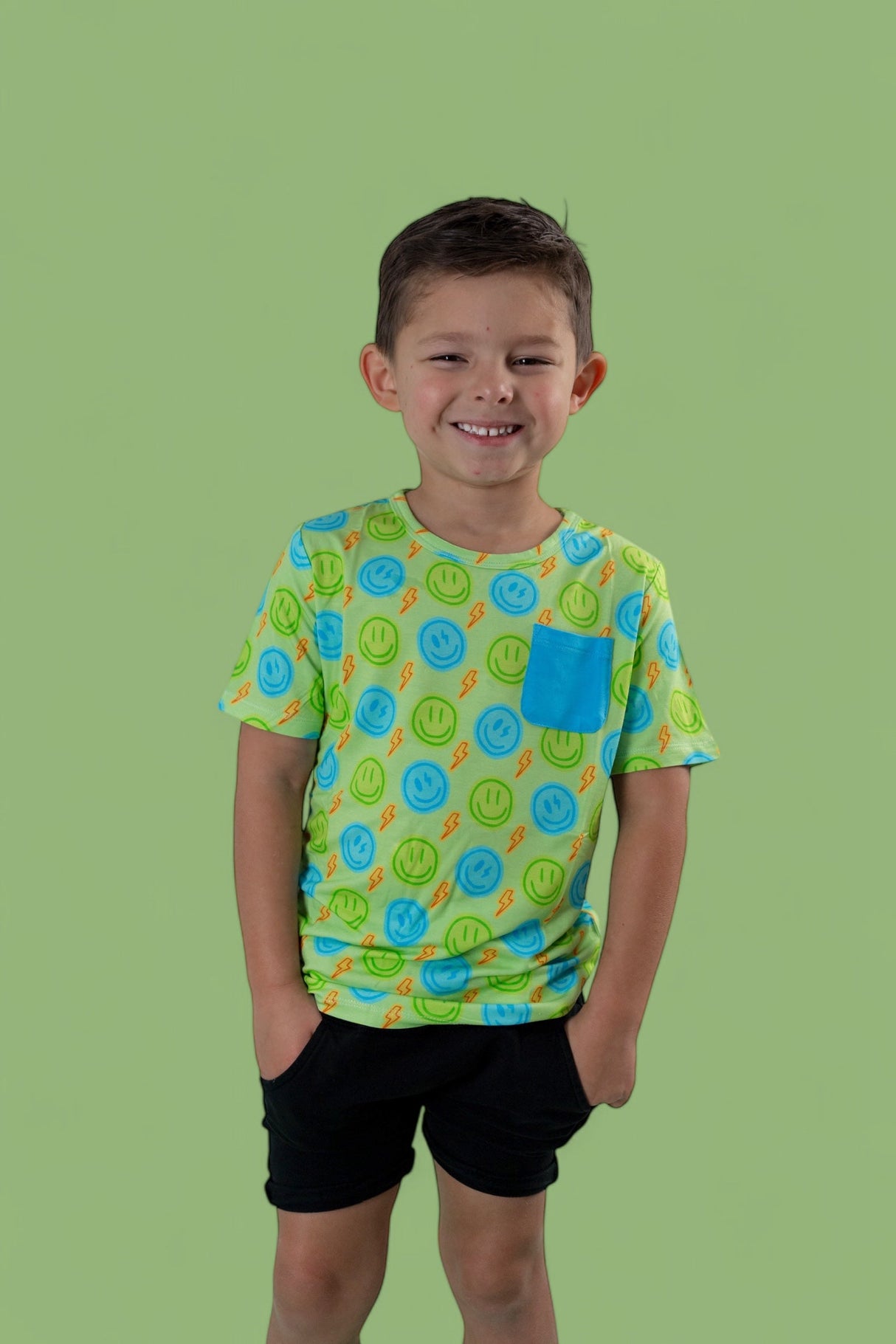 NEON SMILES DREAM POCKET TEE from DREAM BIG LITTLE CO