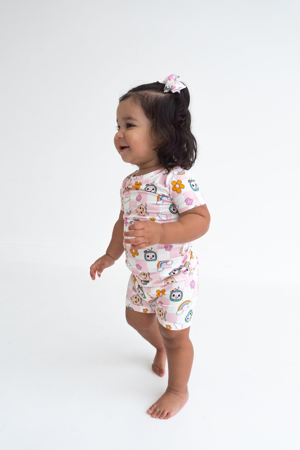 Dream Big Little Co x CoComelon JJ RAINBOW CHECKERS DREAM BOW HAIR CLIPS from DREAM BIG LITTLE CO