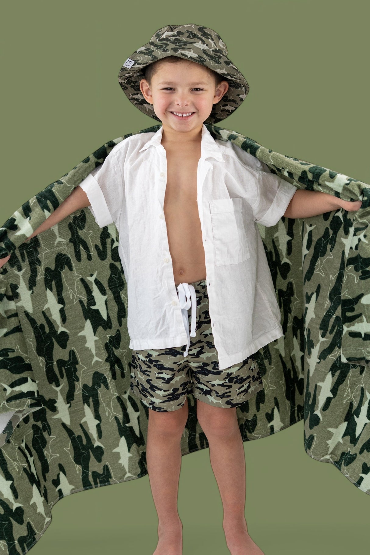CAMO SHARK BOY'S DREAM SWIM TRUNKS from DREAM BIG LITTLE CO
