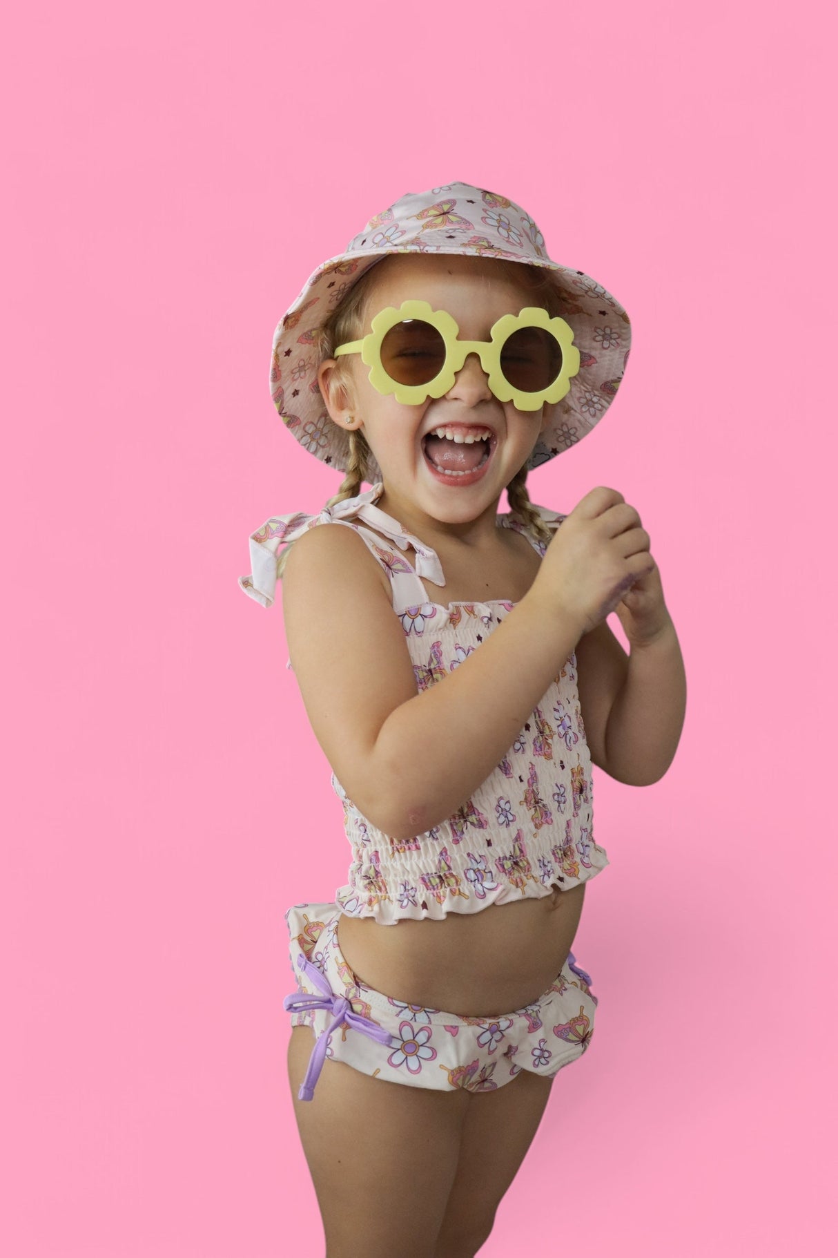 BLOSSOMIN’ BUTTERFLY DREAM SMOCKED TANKINI TWO PIECE SWIM SUIT from DREAM BIG LITTLE CO