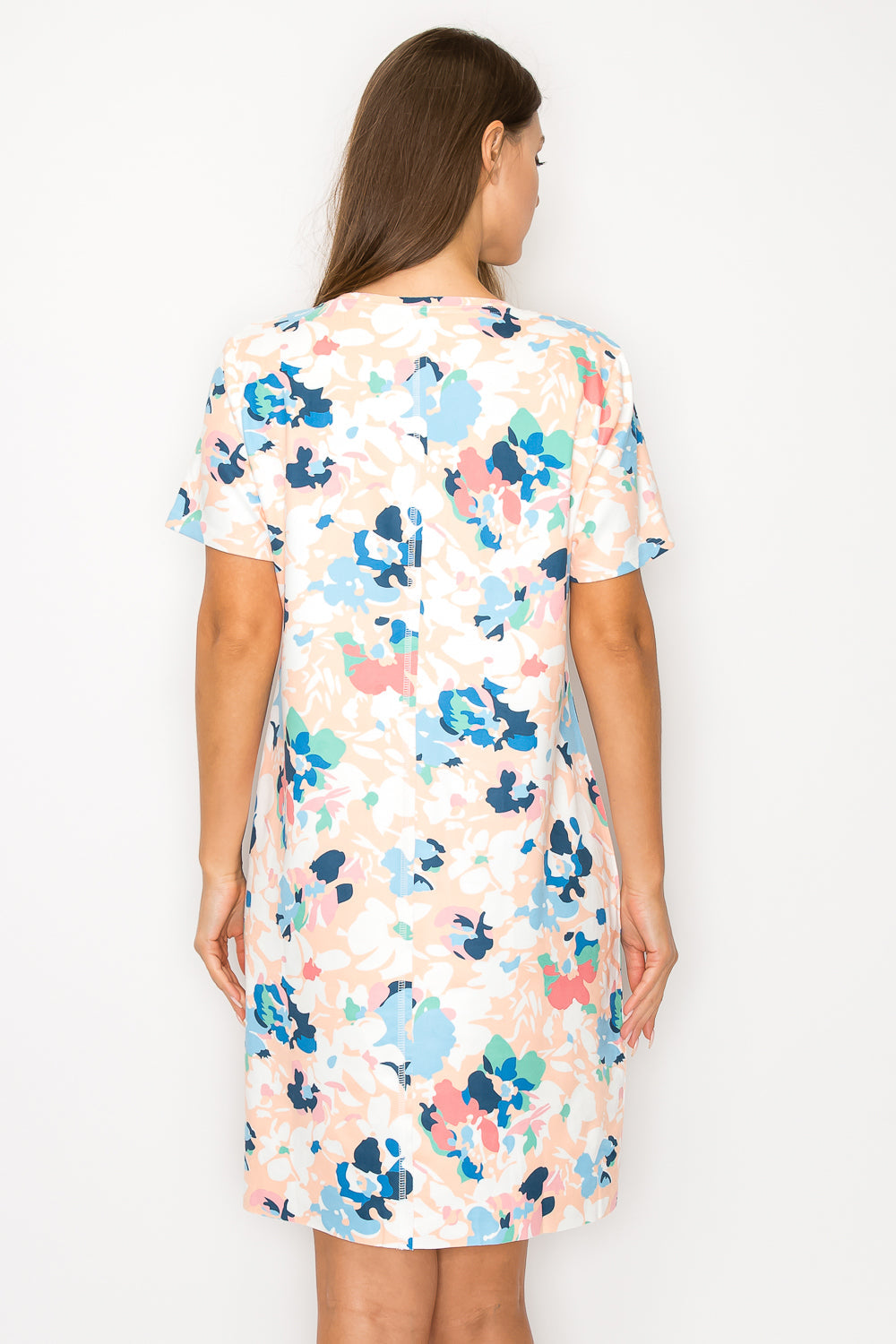Audrey Stretch Suede Dress - Multi Flower Print from Joh Apparel
