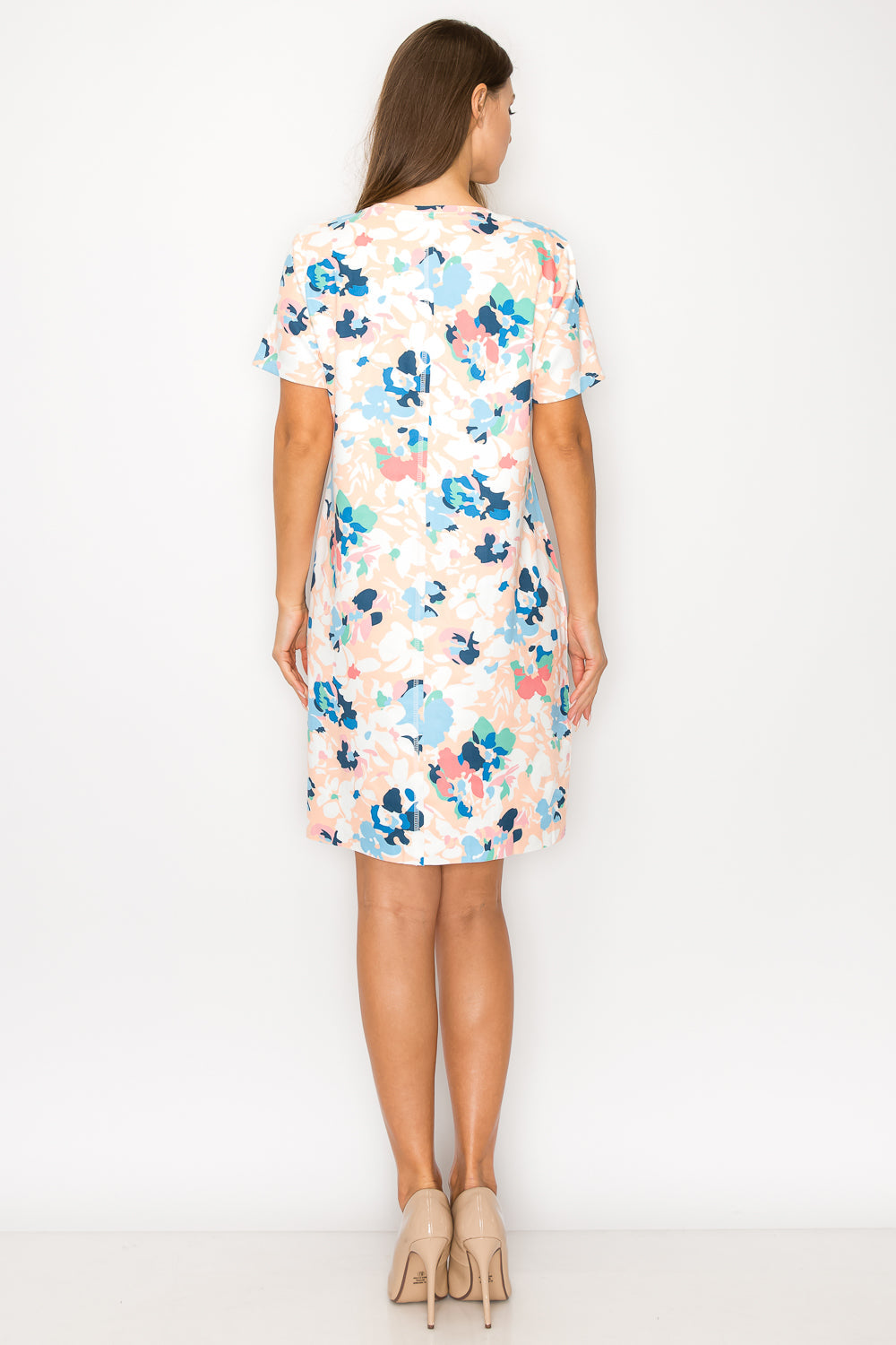 Audrey Stretch Suede Dress - Multi Flower Print from Joh Apparel
