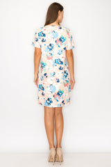 Audrey Stretch Suede Dress - Multi Flower Print from Joh Apparel