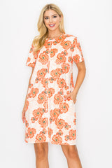 Audrey Stretch Suede Dress - Poppy Flower Print from Joh Apparel