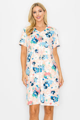 Audrey Stretch Suede Dress - Multi Flower Print from Joh Apparel