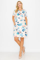 Audrey Stretch Suede Dress - Multi Flower Print from Joh Apparel