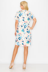 Audrey Stretch Suede Dress - Multi Flower Print from Joh Apparel