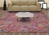 Pink 5x8 Hand Tufted Handmade Zig-Zag Medley Cotton Boho Modern Oriental Area Rug from Oriental Rug Of Houston