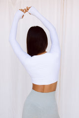 Astoria LIVE LUXE Front Crossed Sleeve Crop - White From Astoria Activewear
