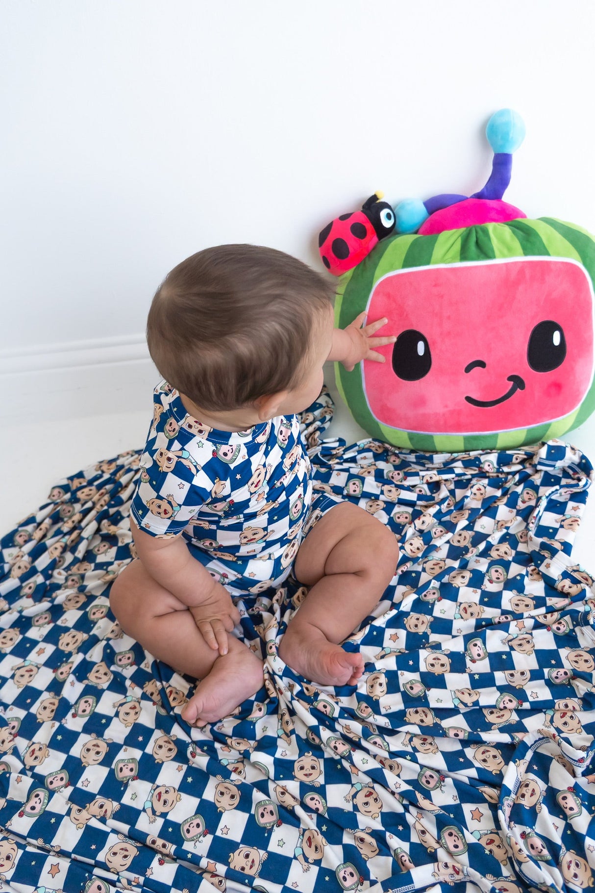 Dream Big Little Co x CoComelon JJ STARRY NIGHT CHECKERS DREAM SHORT SET from DREAM BIG LITTLE CO