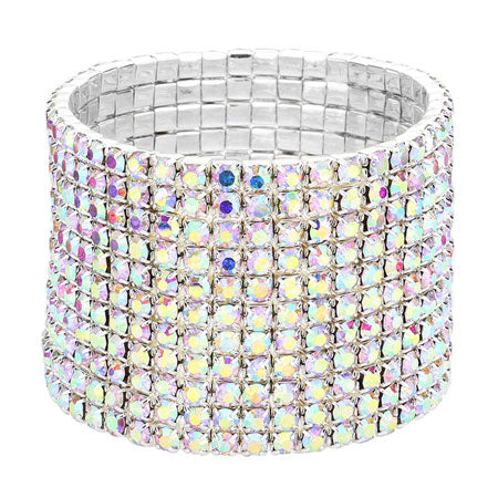 11-Row Crystal Rhinestone Stretchable Bracelet from Madeline Love