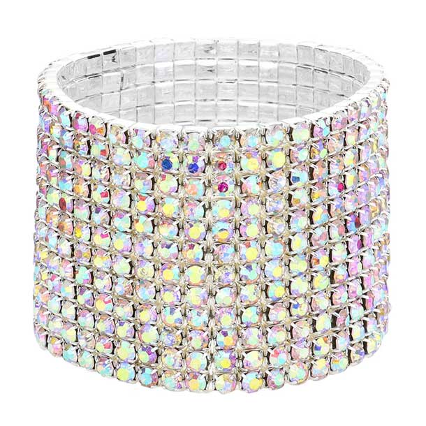 12-Row Crystal Rhinestone Stretchable Bracelet from Madeline Love
