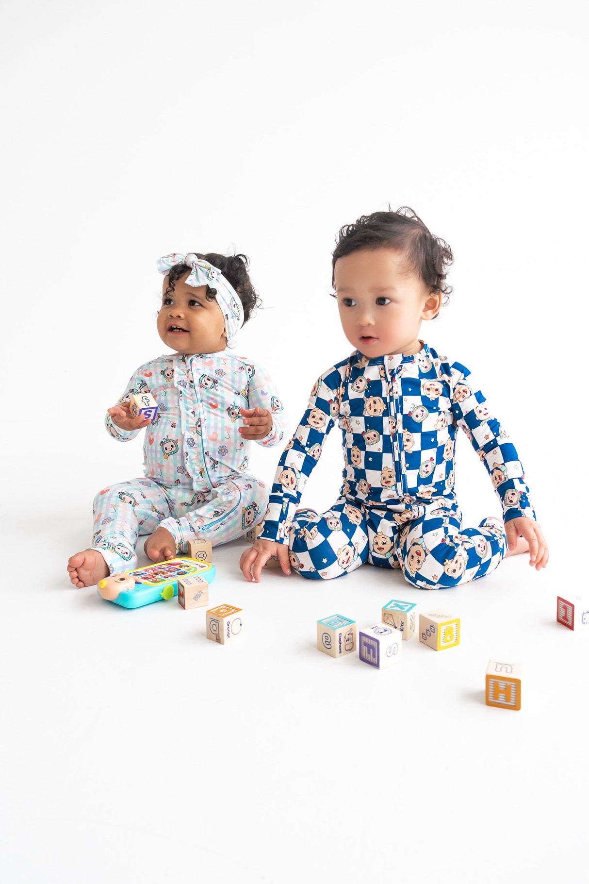 Dream Big Little Co x CoComelon JJ STARRY NIGHT CHECKERS DREAM ROMPER from DREAM BIG LITTLE CO