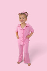 BELLA PINK RIB DREAM GIRL'S FLARE SET from DREAM BIG LITTLE CO