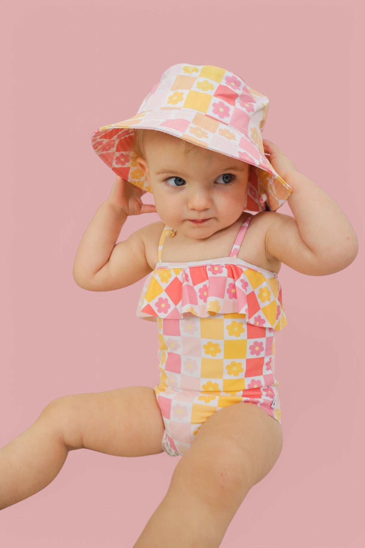 SUMMER SUNSET CHECKERS DREAM ONE PIECE SWIM SUIT from DREAM BIG LITTLE CO