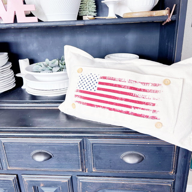 Holiday Panel: Summer American America Flag Vintage, White Wash, Fadded, Well Loved; OLD GLORY From PillowPanels