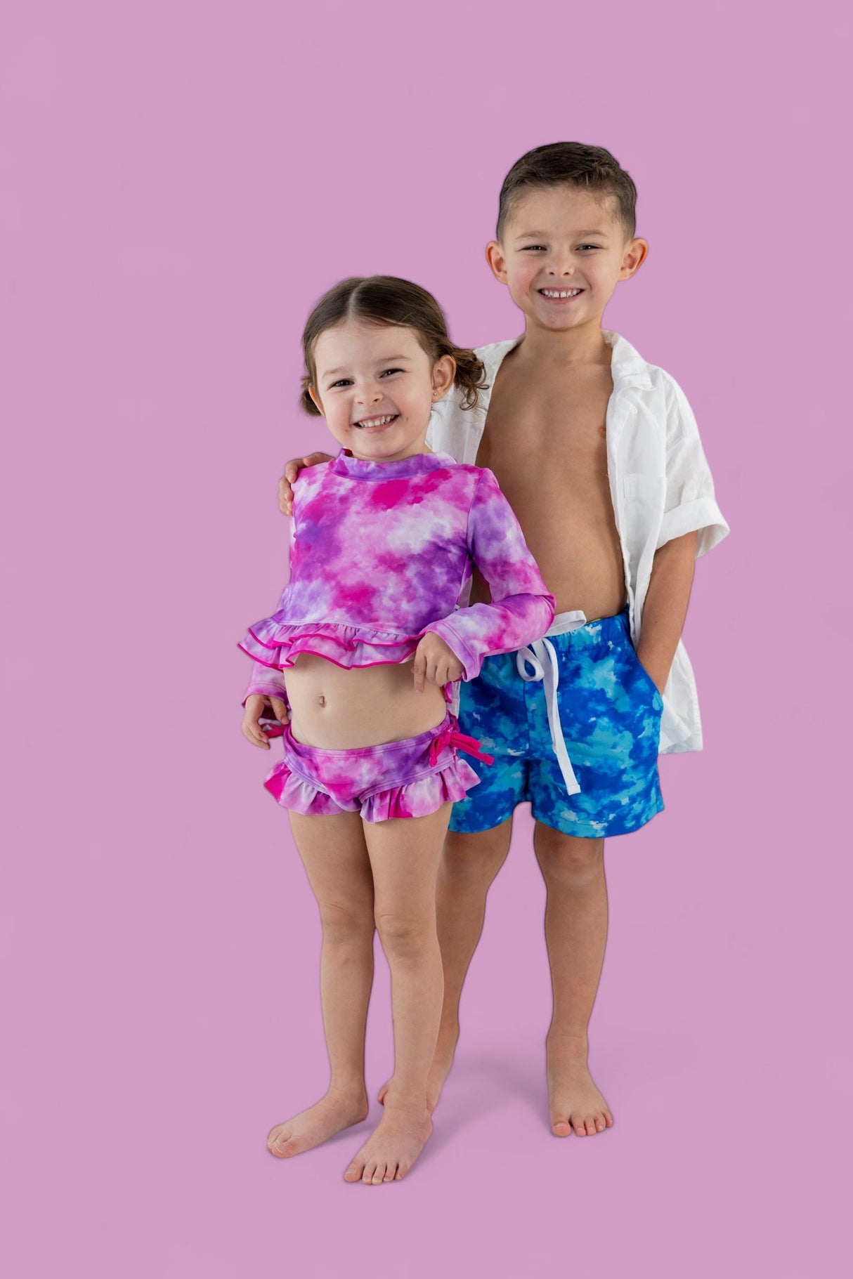 CANDY CLOUDS DREAM 2-PIECE RASH GUARD RUFFLE SWIM SUIT from DREAM BIG LITTLE CO