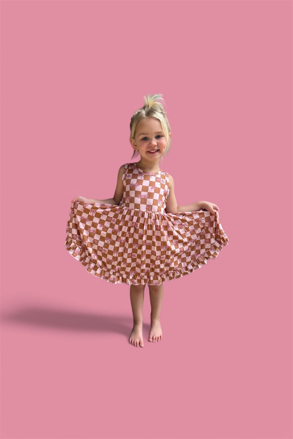 EXCLUSIVE SUNSET BEACH CHECKERS TANK DREAM RUFFLE DRESS from DREAM BIG LITTLE CO