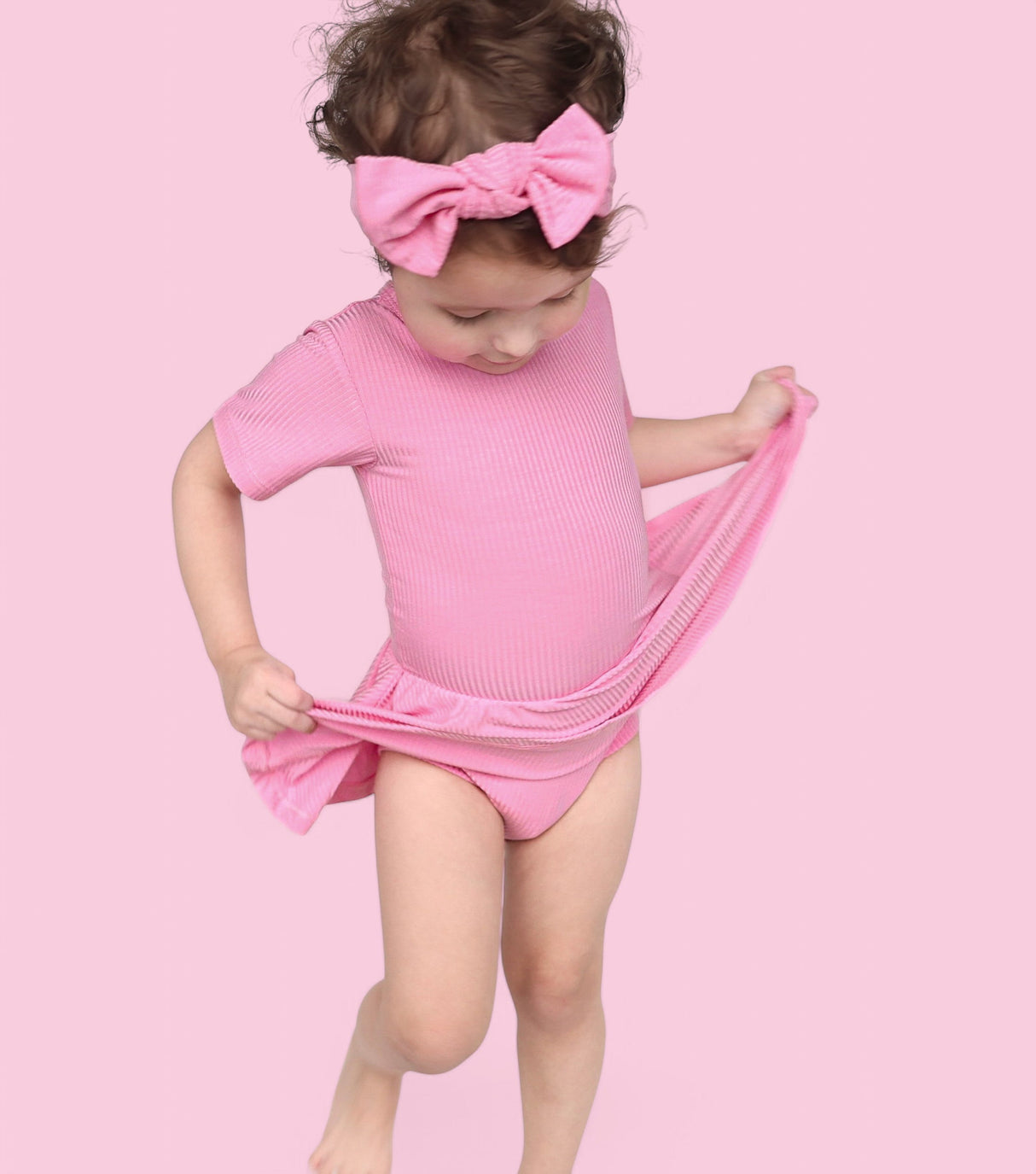 BELLA PINK RIB DREAM BODYSUIT DRESS from DREAM BIG LITTLE CO