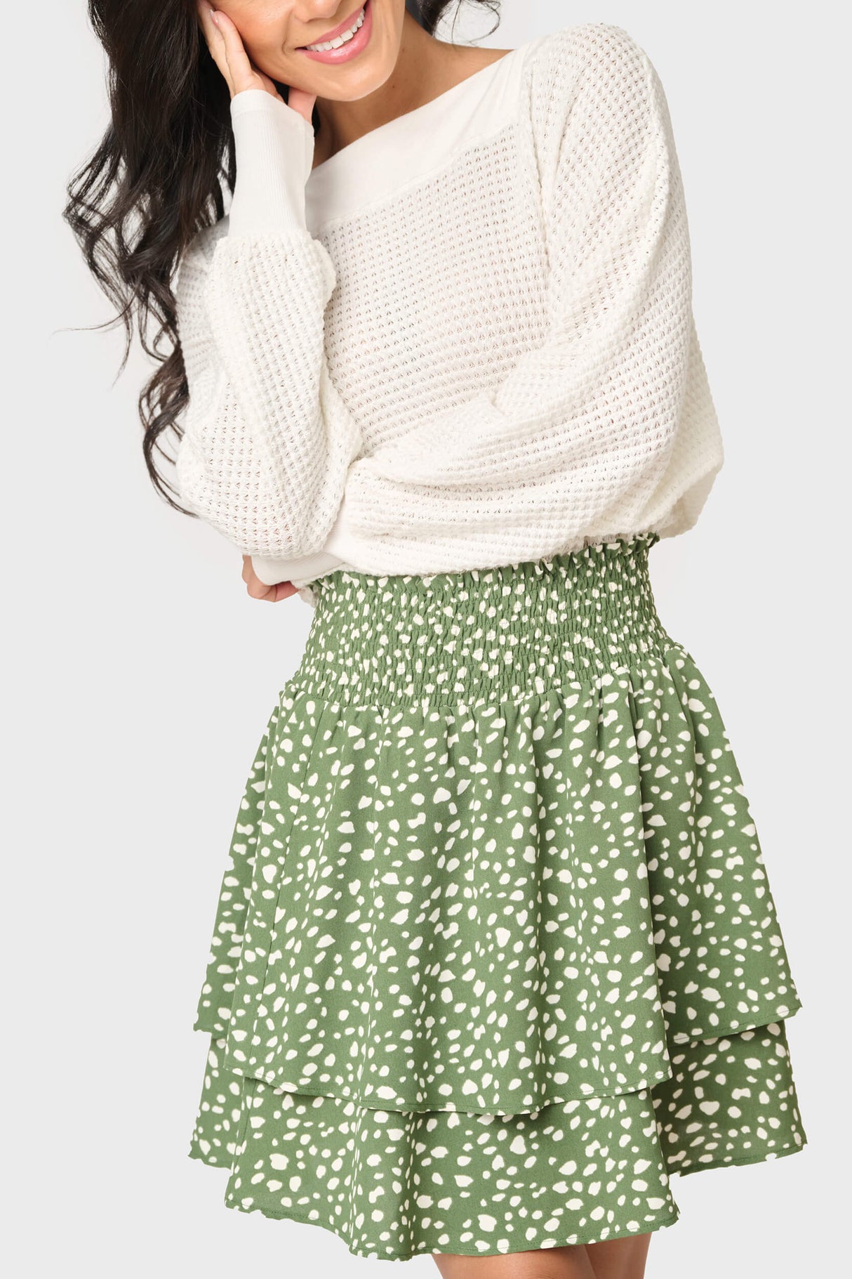 Isla Smocked Waist Day Skirt From Gibsonlook