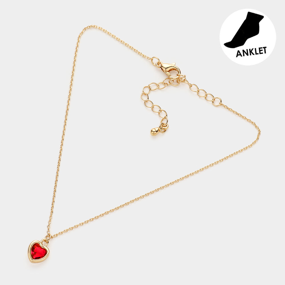 Heart Stone Charm Pointed Anklet from Madeline Love