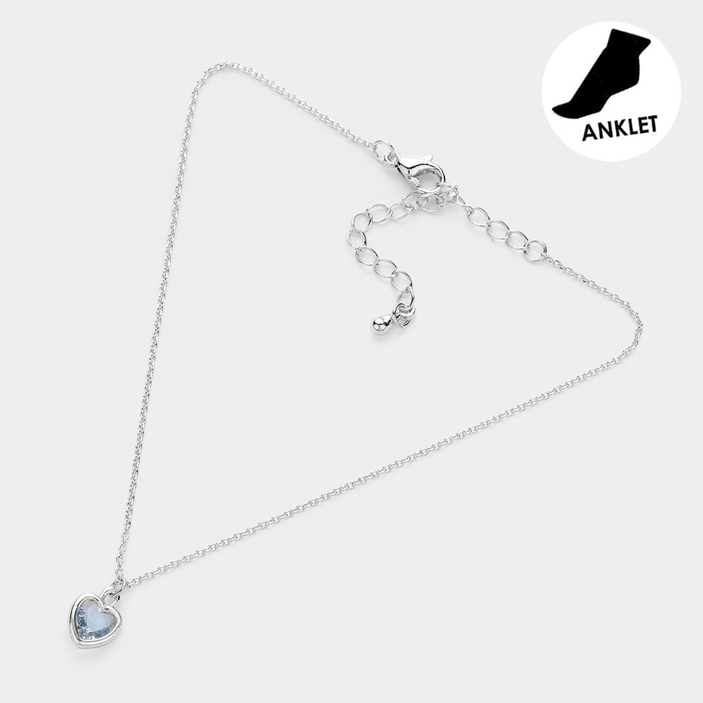 Heart Stone Charm Pointed Anklet from Madeline Love