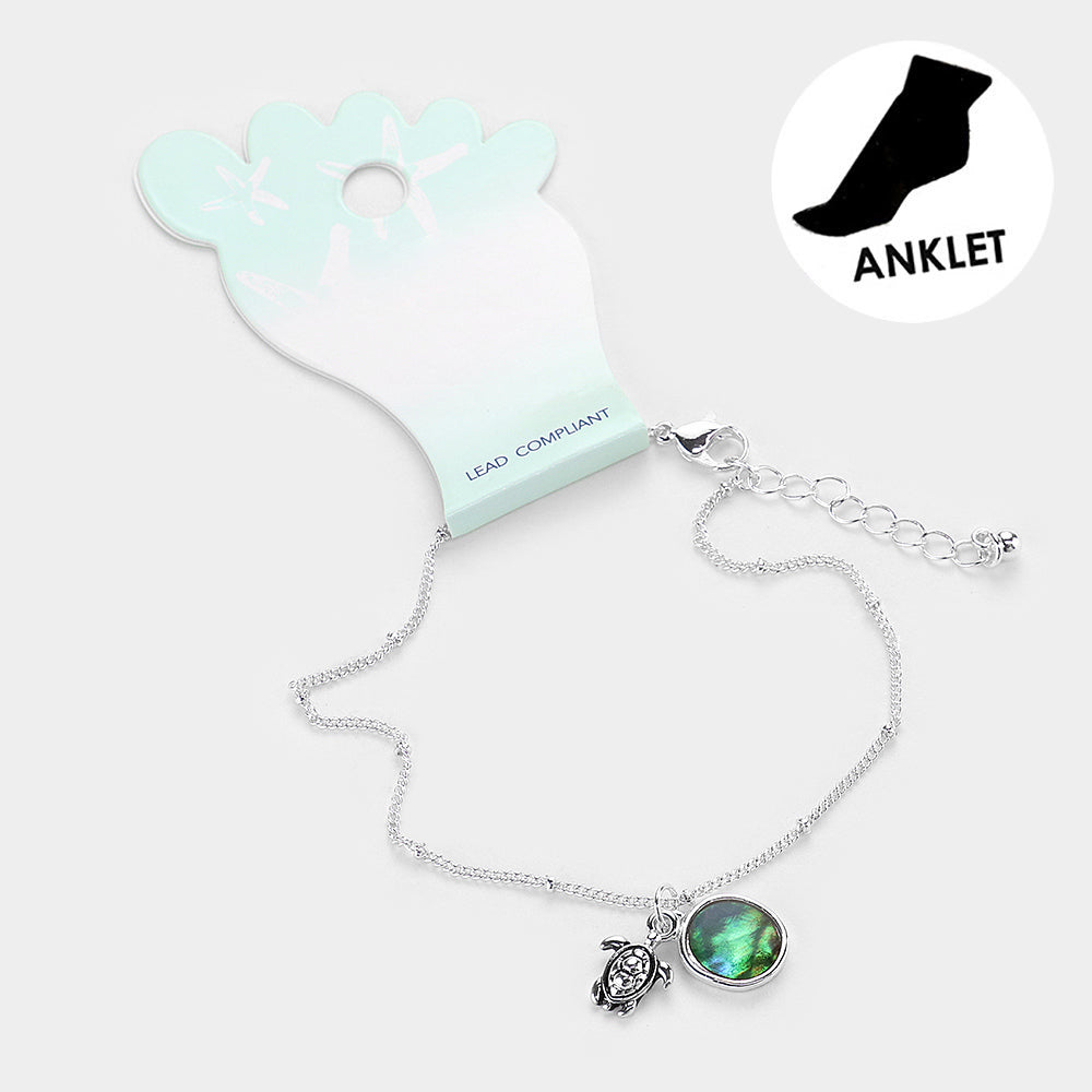 Abalone Metal Turtle Anklet from Madeline Love