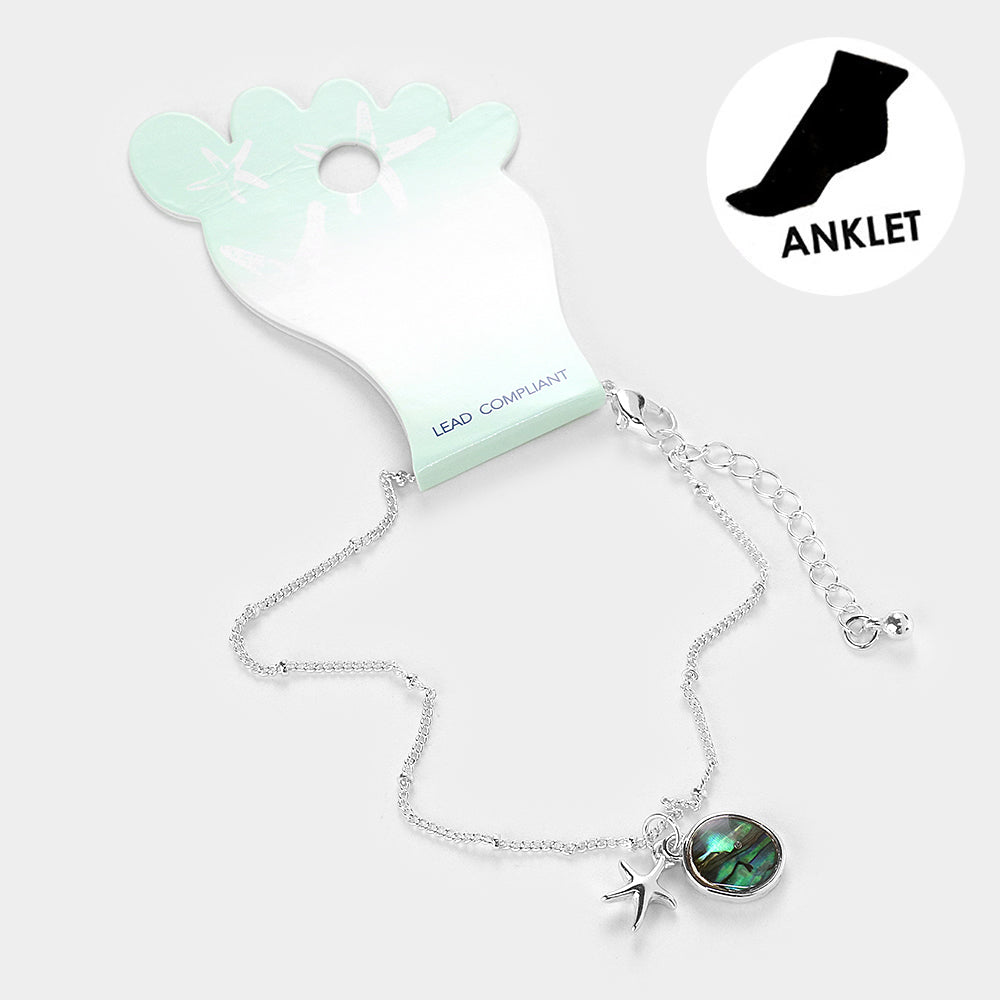 Abalone Metal Starfish Anklet from Madeline Love