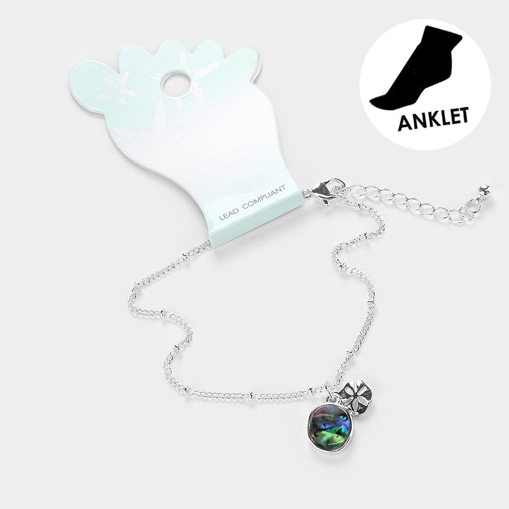 Abalone Cut Out Metal Sand Dollar Anklet from Madeline Love