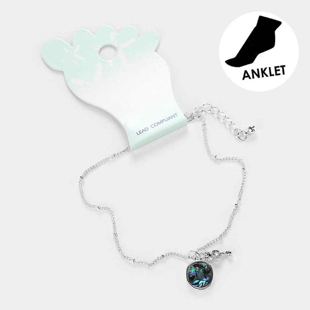 Abalone Metal Seahorse Anklet from Madeline Love