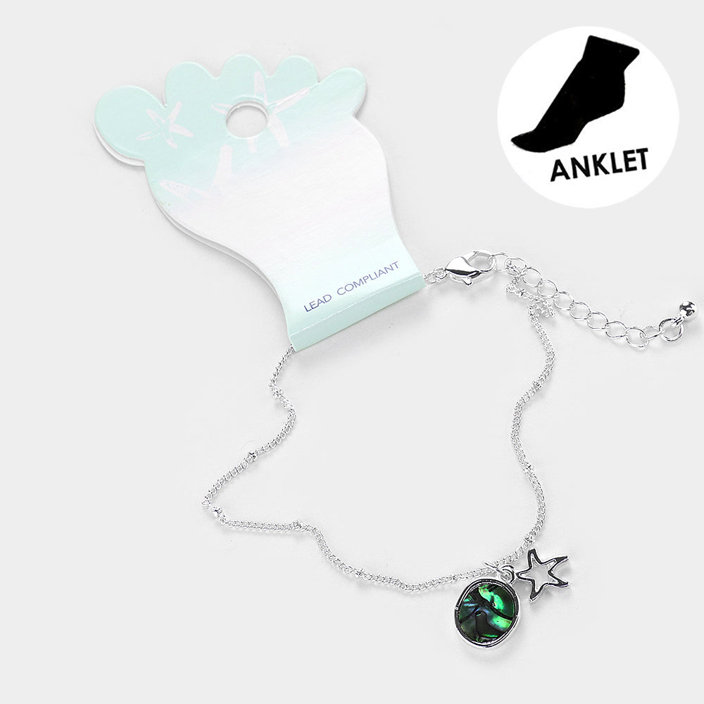 Abalone Cut Out Metal Starfish Anklet from Madeline Love