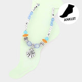 Antique Metal Shell Charm Beaded Anklet from Madeline Love