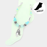 Antique Metal Mermaid Charm Beaded Anklet from Madeline Love