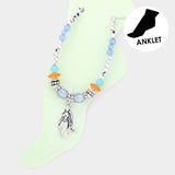 Antique Metal Mermaid Charm Beaded Anklet from Madeline Love
