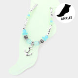 Antique Metal Anchor Charm Beaded Anklet from Madeline Love