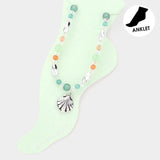 Antique Metal Shell Charm Beaded Anklet from Madeline Love