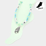 Antique Metal Mermaid Charm Beaded Anklet from Madeline Love