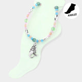 Antique Metal Mermaid Charm Beaded Anklet from Madeline Love