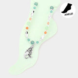 Antique Metal Mermaid Charm Beaded Anklet from Madeline Love