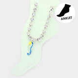 Enamel Seahorse Charm Round Stone Anklet from Madeline Love