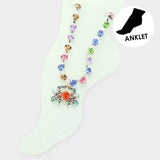 Enamel Crab Charm Round Stone Anklet from Madeline Love