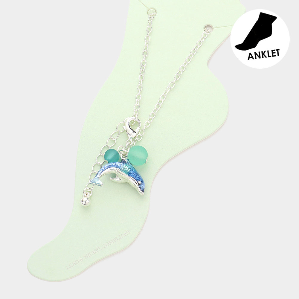 3D Dolphin Charm Anklet from Madeline Love