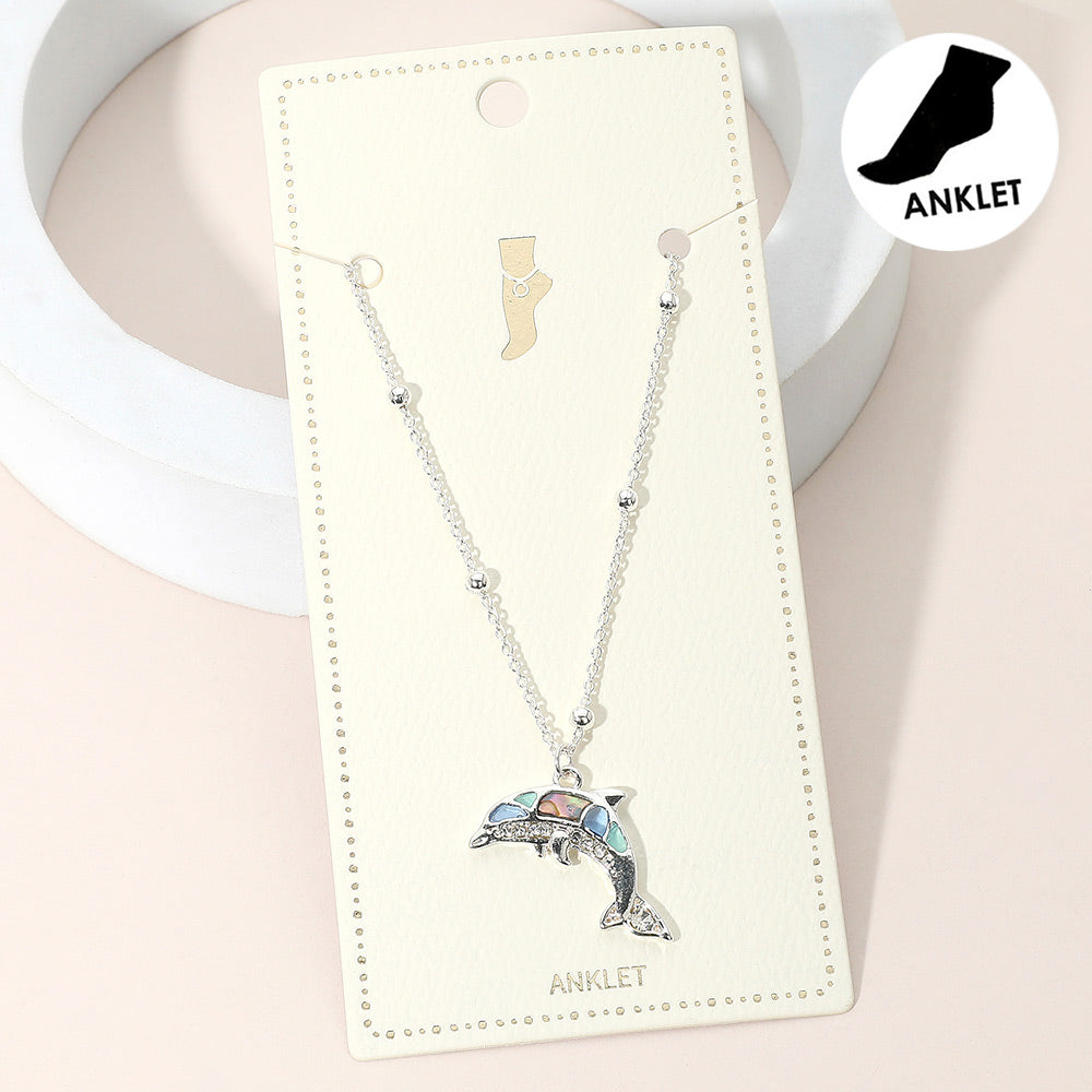 Abalone Dolphin Charm Anklet from Madeline Love