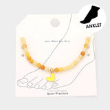 Enamel Heart Charm Semi Precious Stone Anklet from Madeline Love
