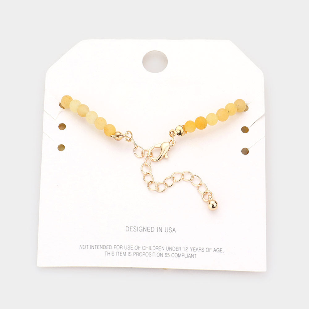 Enamel Heart Charm Semi Precious Stone Anklet from Madeline Love